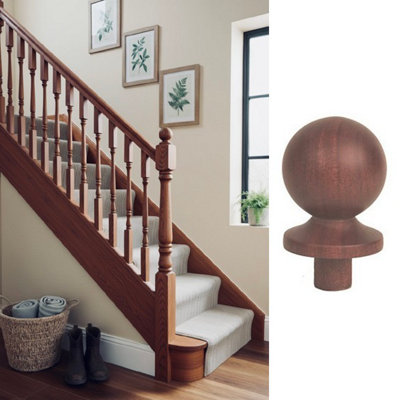 Solid Sapele Ball Cap Suits 90mm Newel Post Uk Manufactured Traditional Products Ltd from B&Q