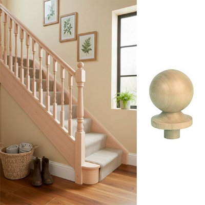 Solid Hemlock Ball Cap Suits 90mm Newel Post Uk Manufactured Traditional Products Ltd from B&Q