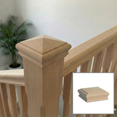 Solid Hemlock Pyramid Cap Suits 90mm Newel Post (L)115mm (W)115mm Uk Manufactured Traditional Products Ltd from B&Q