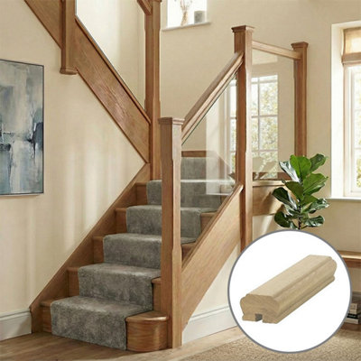 B&Q - Oak Handrail Newark 4.2M10mm Groove For Glass Panels Uk Manufactured 