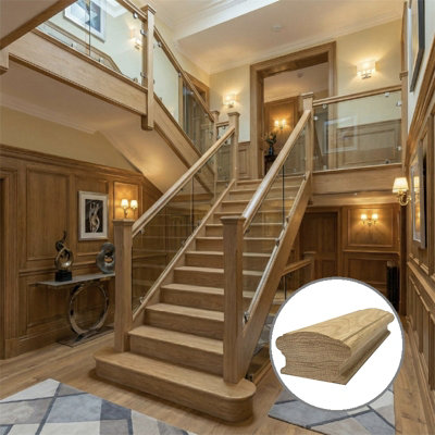 B&Q - Oak Handrail Queen 3.0M No Groove Uk Manufactured 