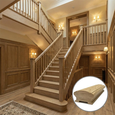 B&Q - Oak Handrail Queen 3.0M41mm Groove For Spindles Uk Manufactured 