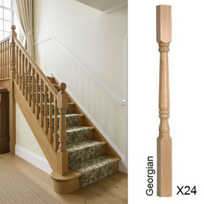 Oak Spindle Georgian 55mm X 55mm X 900mm24 Pack Uk Manufactured Traditional Products Ltd from B&Q