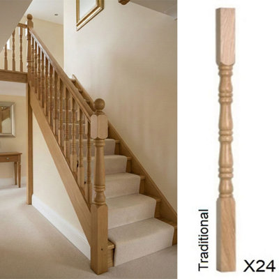 Oak Spindle Traditional 55mm X 55mm X 900mm24 Pack Uk Manufactured Traditional Products Ltd from B&Q