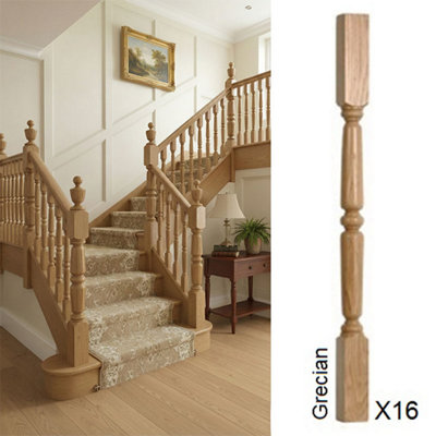 Oak Spindle Grecian 55mm X 55mm X 900mm16 Pack Uk Manufactured Traditional Products Ltd from B&Q