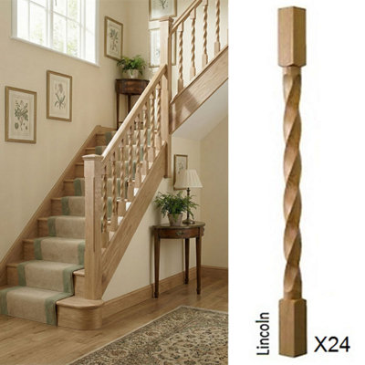 Oak Spindle Lincoln 55mm X 55mm X 900mm24 Pack Uk Manufactured Traditional Products Ltd from B&Q