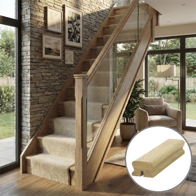 B&Q - Oak Handrail Lhr 3.6M10mm Groove For Glass Panels Uk Manufactured 