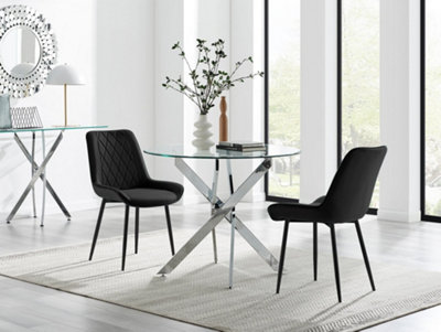 Furniturebox Uk Novara 100Cm Round  Dining Table And 2 Black Pesaro Black Leg Chairs from B&Q