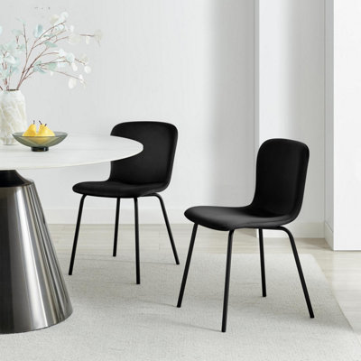B&Q -  Set Of 2 Dining ChairsAsti Modern Dining ChairsBlack Velvet Black Leg Dining ChairsKitchen Dining Room Chairs