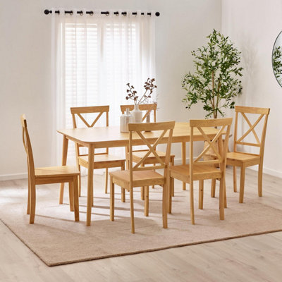 Furniturebox Light Uk Lynton Oak Effect Wooden Dining Table & 6 Millford Chairs Large