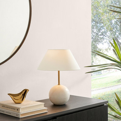Furniturebox Uk Joceline White Marble Round Table Lamp from B&Q