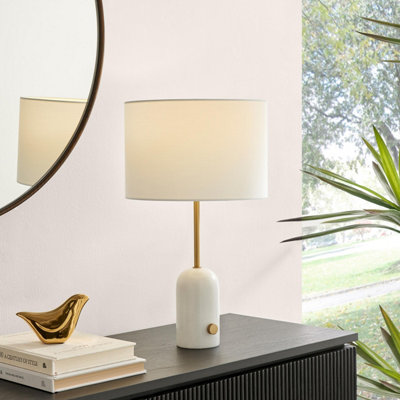 Furniturebox Uk Joceline White Marble Tall Dimmable Table Lamp from B&Q