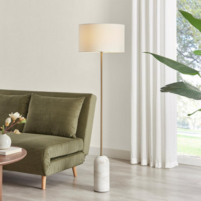 B&Q -  Uk Joceline White Marble Standing Floor Lamp