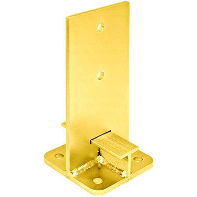 Diyuk Gold Fence Base Support 90Mm X 200Mm X 6.0Mm Brackets Pack Of: Concealed Shoe Pergola, Posts, Bolt Down Feet Size 4