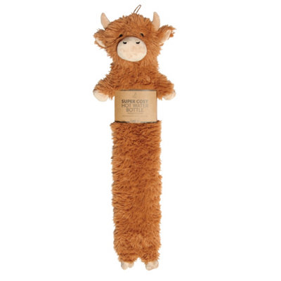 B&Q -  Highland Cow Super Soft Extra Long Hot Water Bottle