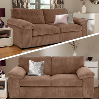 SquareBoxx Capri Jumbo Cord Sofa3+2 Coffee from B&Q