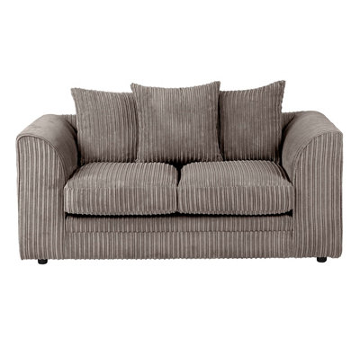 SquareBoxx Lennox Grey Jumbo Cord  2 Seater Sofa from B&Q