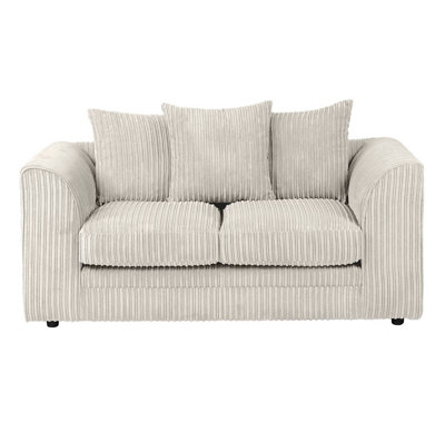 SquareBoxx Lennox Cream Jumbo Cord  2 Seater Sofa from B&Q
