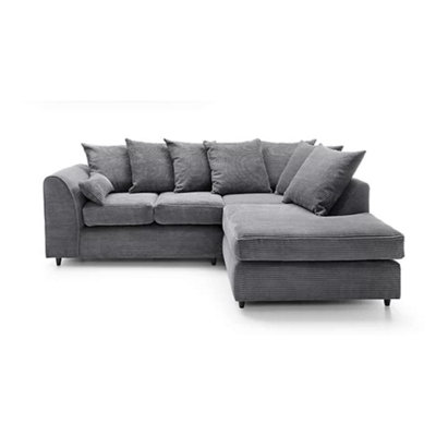 SquareBoxx Lennox Jumbo Cord Corner Sofa Right Hand Facing Chaise Grey from B&Q