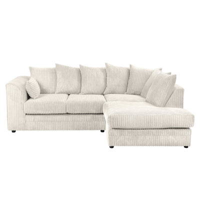 SquareBoxx Lennox Jumbo Cord Corner Sofa Right Hand Facing Chaise Cream from B&Q