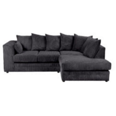 SquareBoxx Lennox Jumbo Cord Corner Sofa Right Hand Facing Chaise Black from B&Q