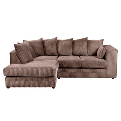 SquareBoxx Lennox Jumbo Cord Corner Sofa Left Hand Facing Chaise Chocolate from B&Q