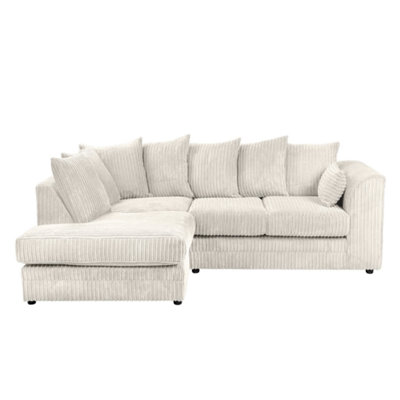 SquareBoxx Lennox Jumbo Cord Corner Sofa Right Hand Facing Chaise Cream from B&Q