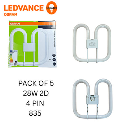 Pack Of 5 X Osram 28W 835 4 Pin 2D Compact Fluorescent Lamp CflWhite 3500K from B&Q