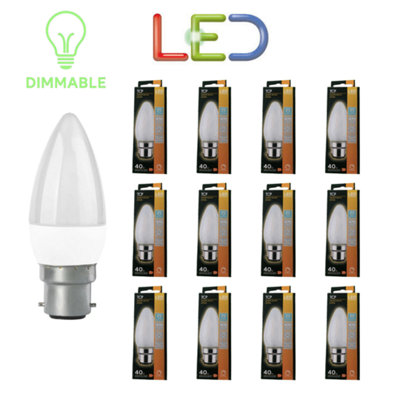 12 X Tcp Candle Led Light Bulb Bc 4.5W Warm White Dimmable 2700K B22 Branded from B&Q