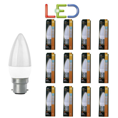 12 X Tcp Candle Led 7.5W Light Bulb Bc Warm White 2700K Equiv 60W B22 Branded from B&Q