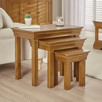The Furniture Market French Louis Oak Nest Of 3 Side Tables from B&Q