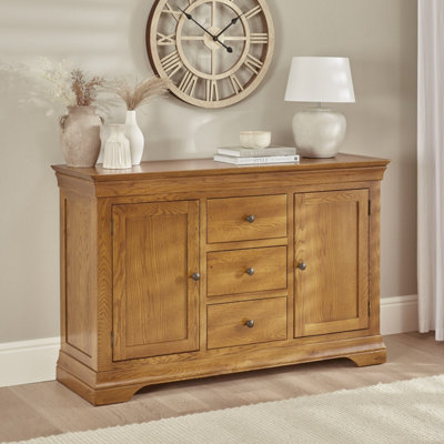 The Furniture Market French Louis Oak Large Sideboard from B&Q