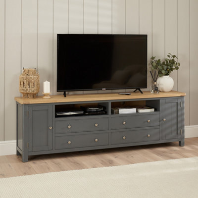The Furniture Market Marbury Slate Grey Painted Xxl Widescreen Tv Unit Stand Up To 100 Tv Size from B&Q