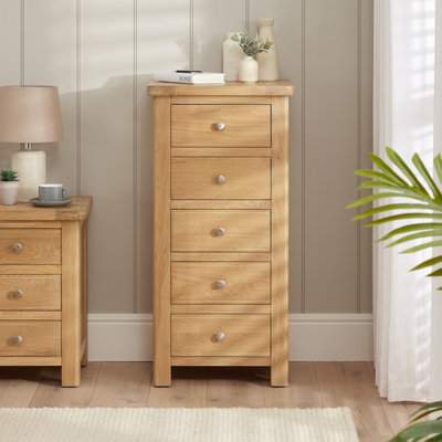The Furniture Market Marbury Oak 5 Drawer Tallboy Chest from B&Q