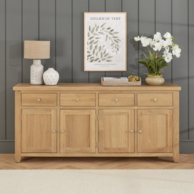 The Furniture Market Cheshire Whitewash Oak Extra Large 4 Drawer 4 Door Sideboard from B&Q