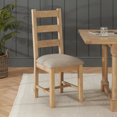The Furniture Market Cheshire Whitewash Oak Ladder Dining Chair With Natural Fabric Seat from B&Q