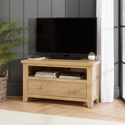 The Furniture Market Cheshire Whitewash Oak Corner Tv Unit Stand Up To 50 Widescreen Size from B&Q