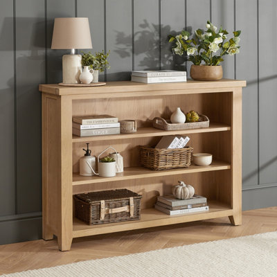 The Furniture Market Cheshire Whitewash Oak Wide Low Bookcase from B&Q