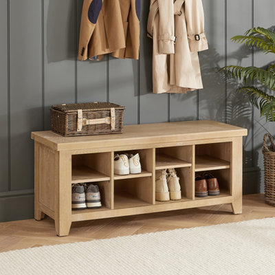 The Furniture Market Cheshire Whitewash Oak Hallway Shoe Storage Bench from B&Q