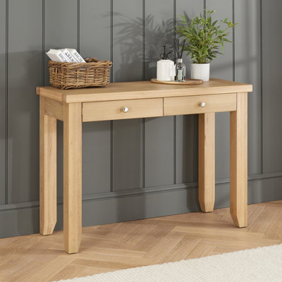 The Furniture Market Cheshire Whitewash Oak Dressing Table Desk With Two Drawers from B&Q