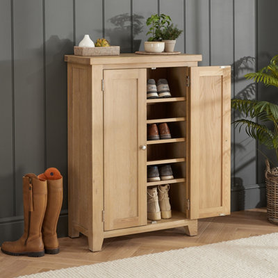 The Furniture Market Cheshire Whitewash Oak Shoe Storage Cupboard from B&Q
