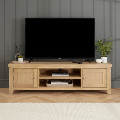 The Furniture Market Cheshire Whitewash Oak Extra Large Tv Stand Unit Up To 80 Widescreen Size from B&Q