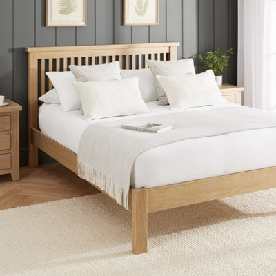 The Furniture Market Cheshire Whitewash Solid Oak 4Ft 6In Double Size Bed Frame Low Footboard from B&Q