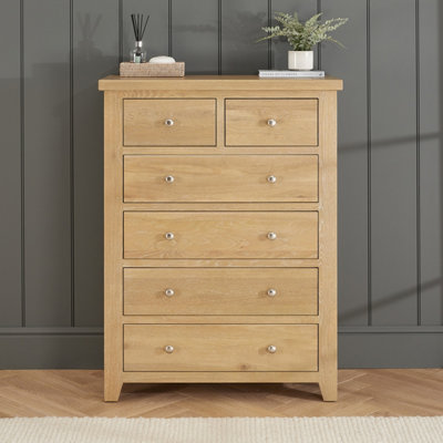 The Furniture Market Cheshire Whitewash Oak Tall 2 Over 4 Drawer Chest from B&Q