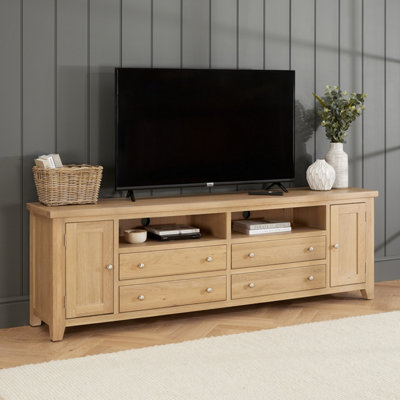 The Furniture Market Cheshire Whitewash Oak Xxl Widescreen Tv Unit Stand Up To 100 Tv Size from B&Q