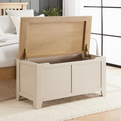 The Furniture Market Cheshire Dove Grey Painted Blanket Bedding Storage Box from B&Q