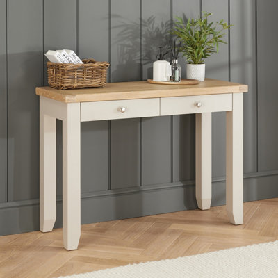 The Furniture Market Cheshire Dove Grey Dressing Table Desk With Two Drawers from B&Q