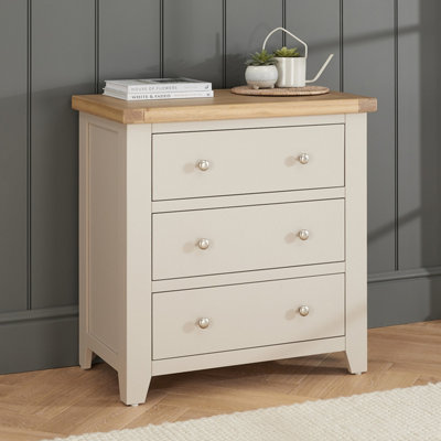 The Furniture Market Cheshire Dove Grey Painted 3 Drawer Compact Chest from B&Q