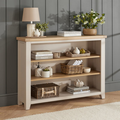 The Furniture Market Cheshire Dove Grey Painted Wide Low Bookcase from B&Q