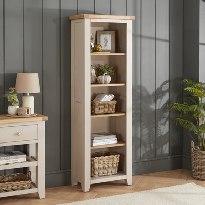 The Furniture Market Cheshire Dove Grey Painted Tall Narrow Bookcase from B&Q